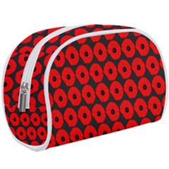 Charcoal And Red Peony Flower Pattern Make Up Case (Large)