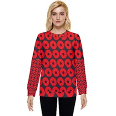 Charcoal And Red Peony Flower Pattern Hidden Pocket Sweatshirt