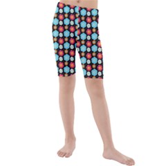 Colorful Floral Pattern Kids  Mid Length Swim Shorts