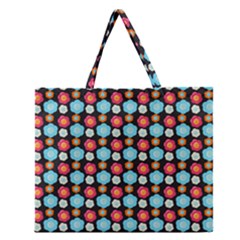 Colorful Floral Pattern Zipper Large Tote Bag by GardenOfOphir