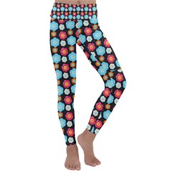 Colorful Floral Pattern Kids  Lightweight Velour Classic Yoga Leggings by GardenOfOphir
