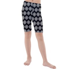 Abstract Knot Geometric Tile Pattern Kids  Mid Length Swim Shorts