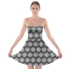 Abstract Knot Geometric Tile Pattern Strapless Bra Top Dress by GardenOfOphir