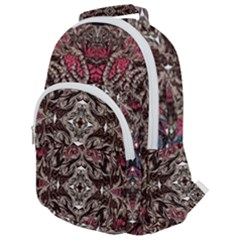Pink Brown Liquify Repeats Iii Rounded Multi Pocket Backpack