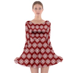 Abstract Knot Geometric Tile Pattern Long Sleeve Skater Dress