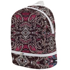 Pink Brown Liquify Repeats Iii Zip Bottom Backpack by kaleidomarblingart