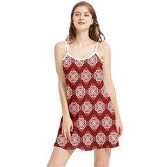 Abstract Knot Geometric Tile Pattern Summer Frill Dress