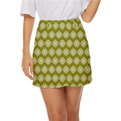 Abstract Knot Geometric Tile Pattern Mini Front Wrap Skirt