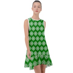 Abstract Knot Geometric Tile Pattern Frill Swing Dress by GardenOfOphir