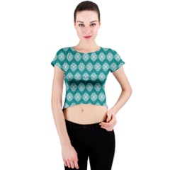 Abstract Knot Geometric Tile Pattern Crew Neck Crop Top by GardenOfOphir