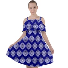 Abstract Knot Geometric Tile Pattern Cut Out Shoulders Chiffon Dress by GardenOfOphir