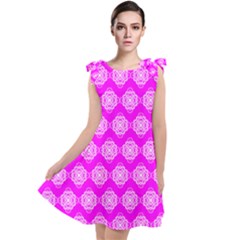 Abstract Knot Geometric Tile Pattern Tie Up Tunic Dress by GardenOfOphir