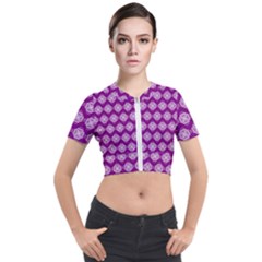 Abstract Knot Geometric Tile Pattern Short Sleeve Cropped Jacket by GardenOfOphir