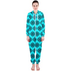 Abstract Knot Geometric Tile Pattern Hooded Jumpsuit (ladies)