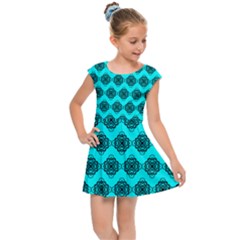 Abstract Knot Geometric Tile Pattern Kids  Cap Sleeve Dress by GardenOfOphir