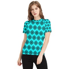 Abstract Knot Geometric Tile Pattern Women s Short Sleeve Rash Guard by GardenOfOphir