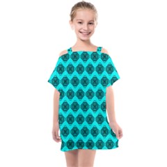 Abstract Knot Geometric Tile Pattern Kids  One Piece Chiffon Dress by GardenOfOphir