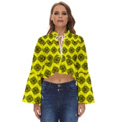 Abstract Knot Geometric Tile Pattern Boho Long Bell Sleeve Top