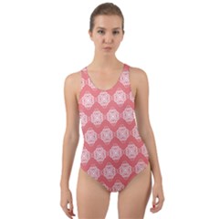 Abstract Knot Geometric Tile Pattern Cut-out Back One Piece Swimsuit