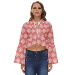 Abstract Knot Geometric Tile Pattern Boho Long Bell Sleeve Top