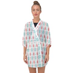 Spatula Spoon Pattern Half Sleeve Chiffon Kimono by GardenOfOphir