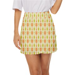 Spatula Spoon Pattern Mini Front Wrap Skirt by GardenOfOphir