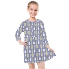 Spatula Spoon Pattern Kids  Quarter Sleeve Shirt Dress by GardenOfOphir