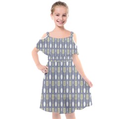 Spatula Spoon Pattern Kids  Cut Out Shoulders Chiffon Dress by GardenOfOphir