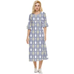 Spatula Spoon Pattern Double Cuff Midi Dress by GardenOfOphir