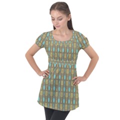 Spatula Spoon Pattern Puff Sleeve Tunic Top by GardenOfOphir