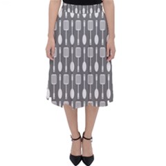 Gray And White Kitchen Utensils Pattern Classic Midi Skirt by GardenOfOphir