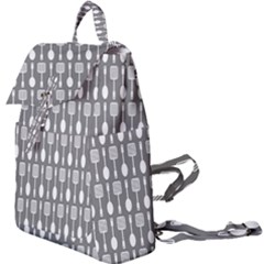 Gray And White Kitchen Utensils Pattern Buckle Everyday Backpack by GardenOfOphir