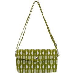 Olive Green Spatula Spoon Pattern Removable Strap Clutch Bag by GardenOfOphir