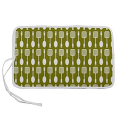 Olive Green Spatula Spoon Pattern Pen Storage Case (l) by GardenOfOphir