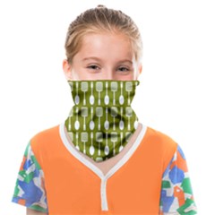 Olive Green Spatula Spoon Pattern Face Covering Bandana (kids) by GardenOfOphir