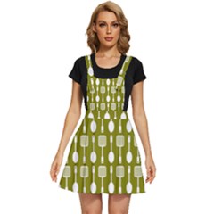 Olive Green Spatula Spoon Pattern Apron Dress by GardenOfOphir