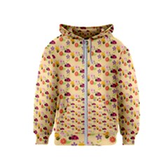 Colorful Ladybug Bess And Flowers Pattern Kids  Zipper Hoodie by GardenOfOphir