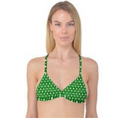 Green And White Kitchen Utensils Pattern Reversible Tri Bikini Top by GardenOfOphir