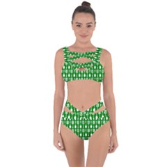 Green And White Kitchen Utensils Pattern Bandaged Up Bikini Set  by GardenOfOphir