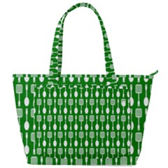 Green And White Kitchen Utensils Pattern Back Pocket Shoulder Bag  by GardenOfOphir
