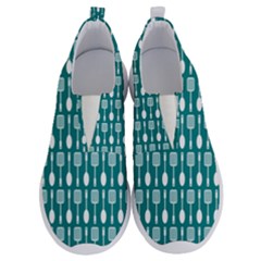 Teal And White Spatula Spoon Pattern No Lace Lightweight Shoes by GardenOfOphir
