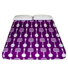 Magenta Spatula Spoon Pattern Fitted Sheet (queen Size) by GardenOfOphir