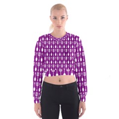 Magenta Spatula Spoon Pattern Cropped Sweatshirt by GardenOfOphir