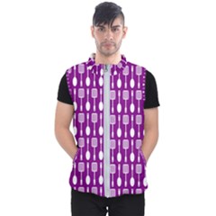 Magenta Spatula Spoon Pattern Men s Puffer Vest by GardenOfOphir