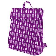 Magenta Spatula Spoon Pattern Flap Top Backpack by GardenOfOphir