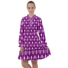 Magenta Spatula Spoon Pattern All Frills Chiffon Dress