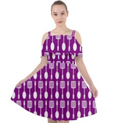 Magenta Spatula Spoon Pattern Cut Out Shoulders Chiffon Dress by GardenOfOphir