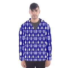 Indigo Spatula Spoon Pattern Men s Hooded Windbreaker by GardenOfOphir