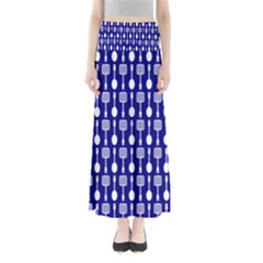 Indigo Spatula Spoon Pattern Full Length Maxi Skirt by GardenOfOphir