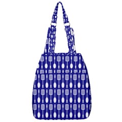 Indigo Spatula Spoon Pattern Center Zip Backpack by GardenOfOphir